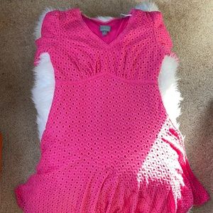 Pink Eyelet lace midi dress, occasion dress, church dress